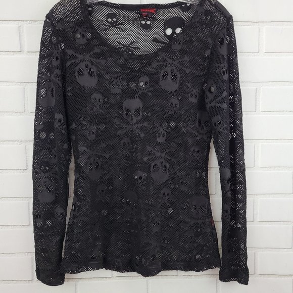 Tripp Nyc Mesh Sheer Skull Fishnet Top 